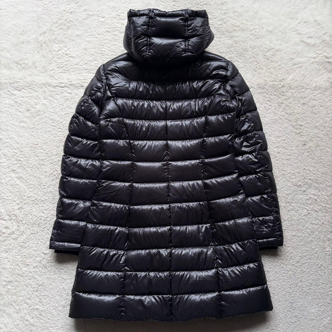 【美品】ヘルノ ライトダウンコート ロング丈 フード付き ダブルジップ 黒 XL