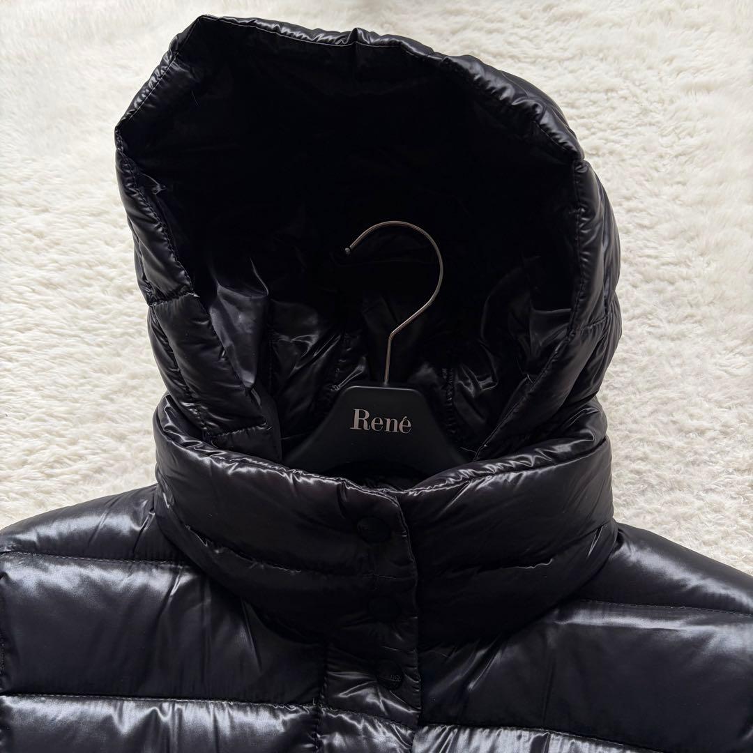 【美品】ヘルノ ライトダウンコート ロング丈 フード付き ダブルジップ 黒 XL