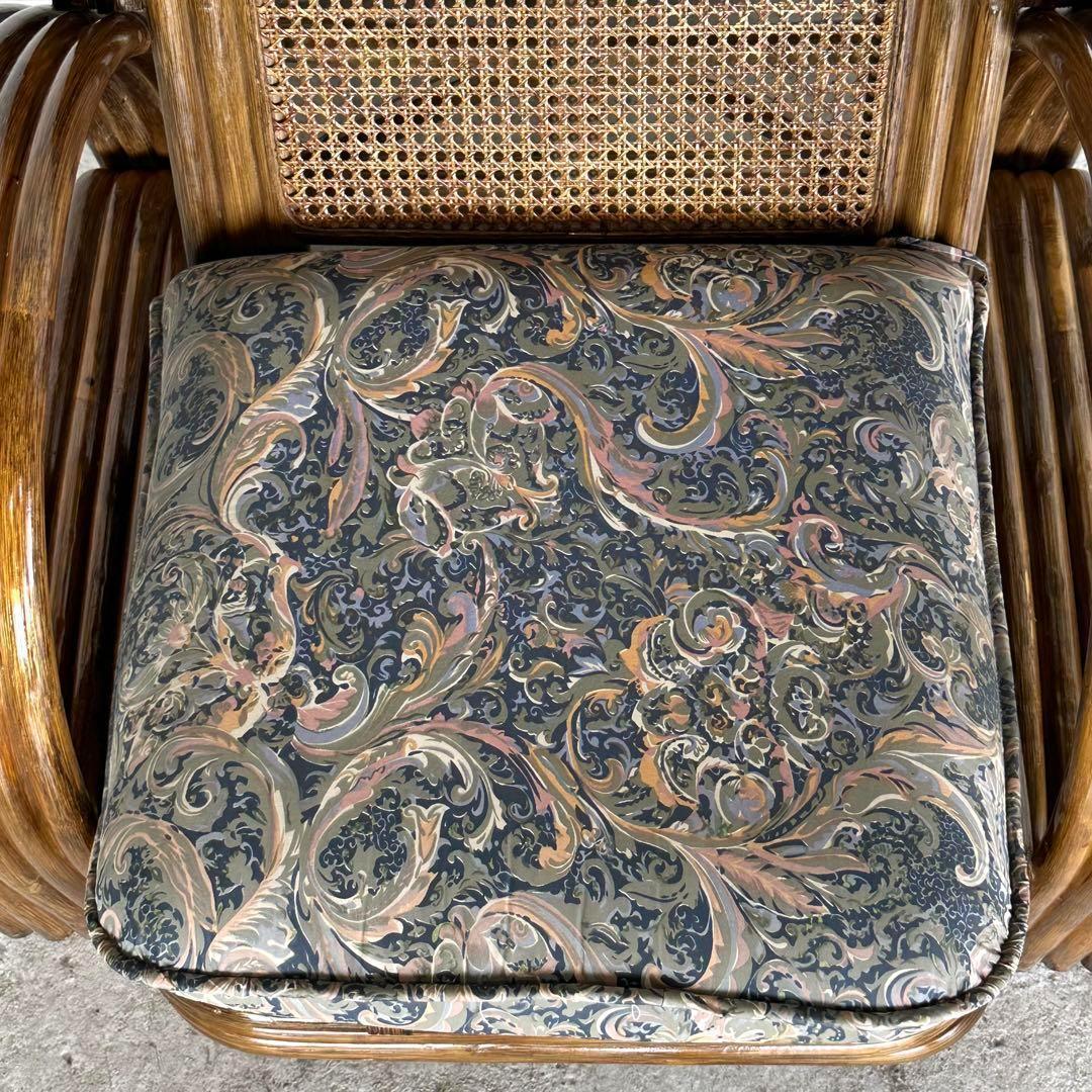 ꧁オールドラタン꧂カフェ風✦レトロラタン大型アームチェア　1人掛けソファー