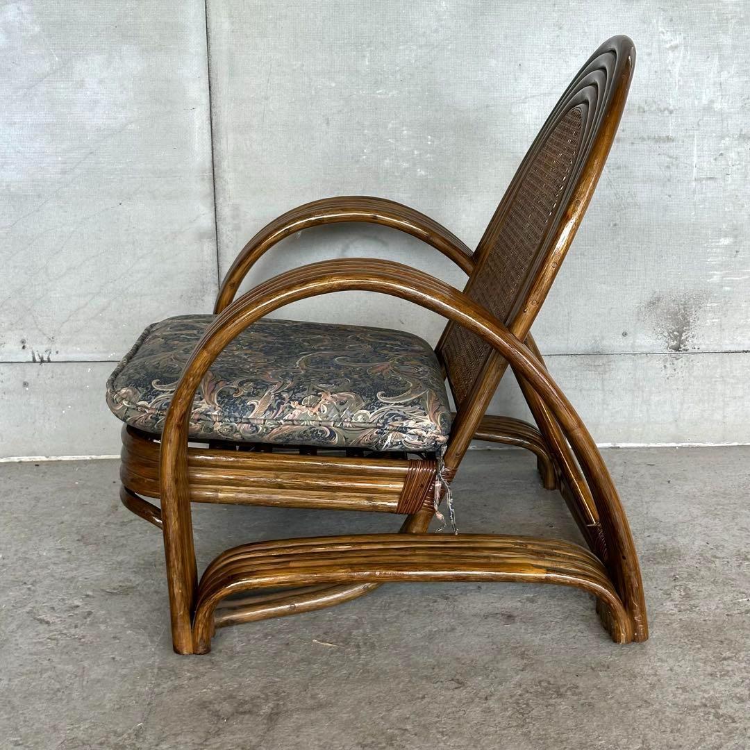 ꧁オールドラタン꧂カフェ風✦レトロラタン大型アームチェア　1人掛けソファー