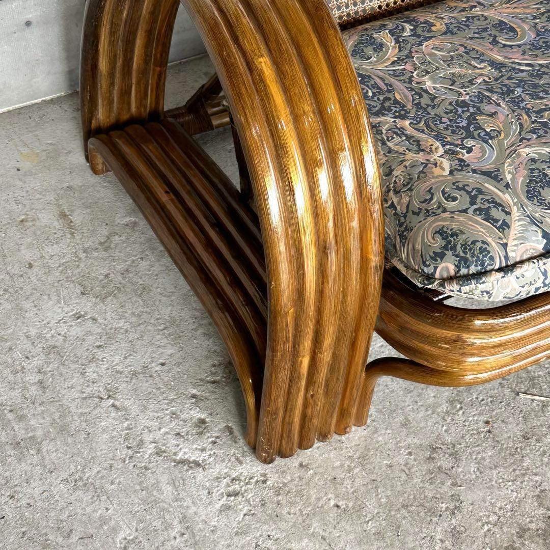 ꧁オールドラタン꧂カフェ風✦レトロラタン大型アームチェア　1人掛けソファー