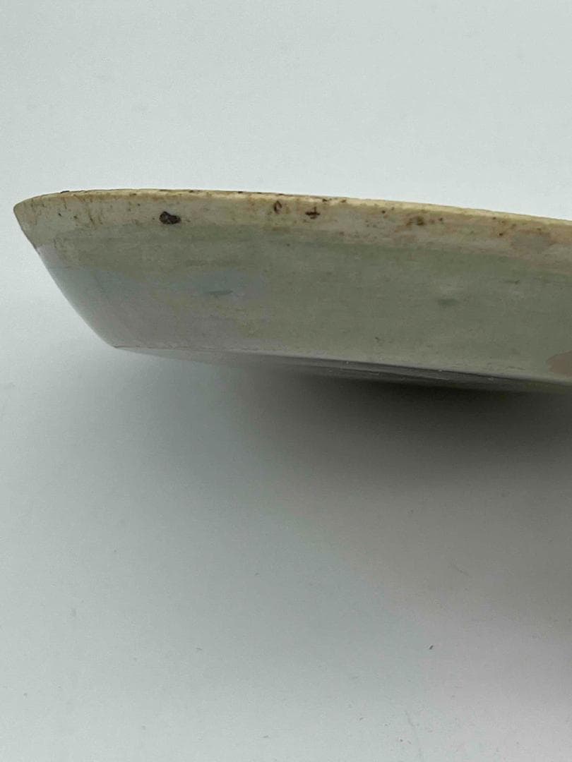 北宋時代 湖田窯 青磁刻花鳳尾花文房洗 覆燒 覆輪口 影青 古皿唐物(F-90)