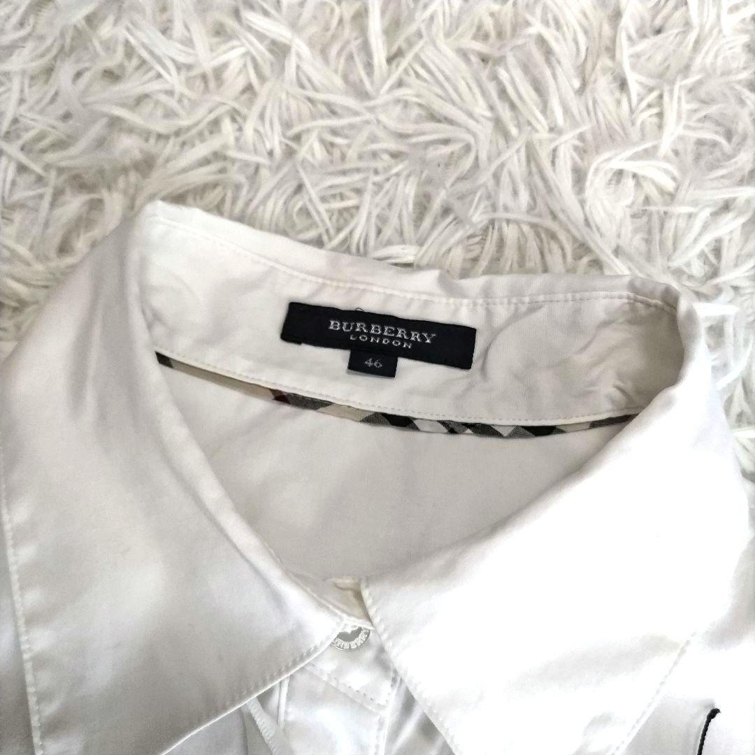 タグ付き　バーバリーロンドン　半袖シャツ　ノバチェック　フリル　ホース刺繍