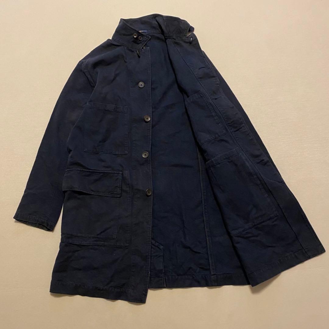 45RPM ショップコート インディゴ染め デニム ステンカラーコート