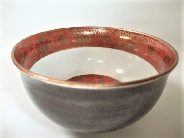 古い 永楽 染付 赤絵 のぞき 唐草文 鳳凰 茶道具 杉保管箱