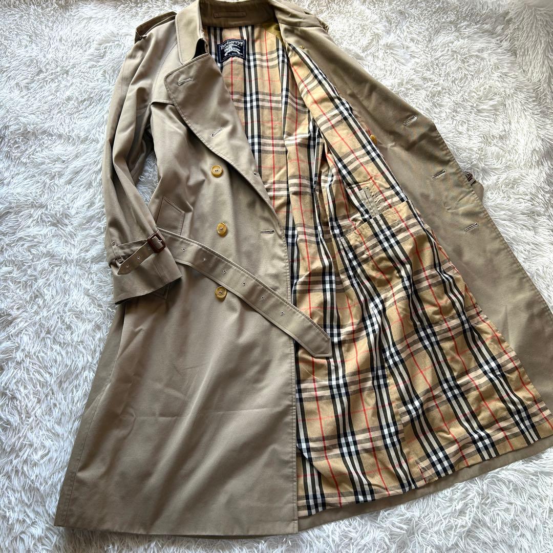 【希少L 美品】バーバリー　トレンチコート　ベルト付き　ベージュ　メンズ　48