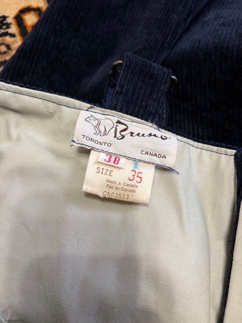 カナダ製　ビンテージ　古着　Bruno ネイビー コーデュロイ オーバーオール
