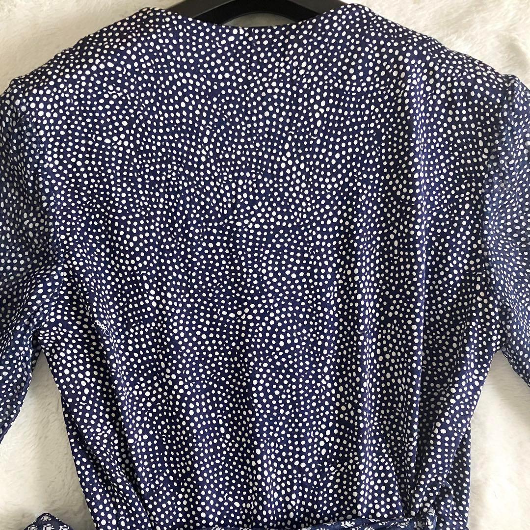 ダイアンフォンファステンバーグ シルク シフォンフリル ラップワンピ 6 紺