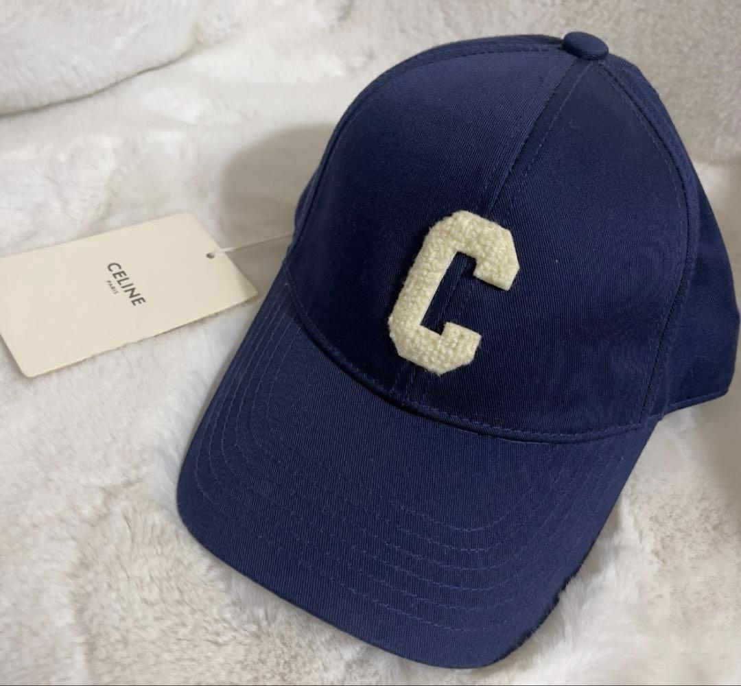 CELINE ネイビー ベースボールキャップ C刺繍