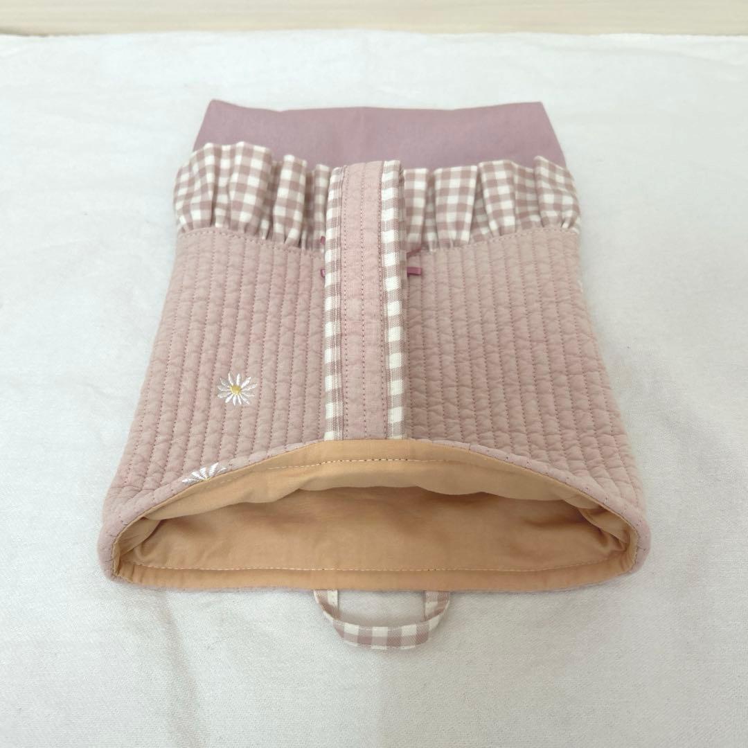 入園入学3点セット　【ピンクお花×くすみピンク】　レッスンバック　お着替え袋