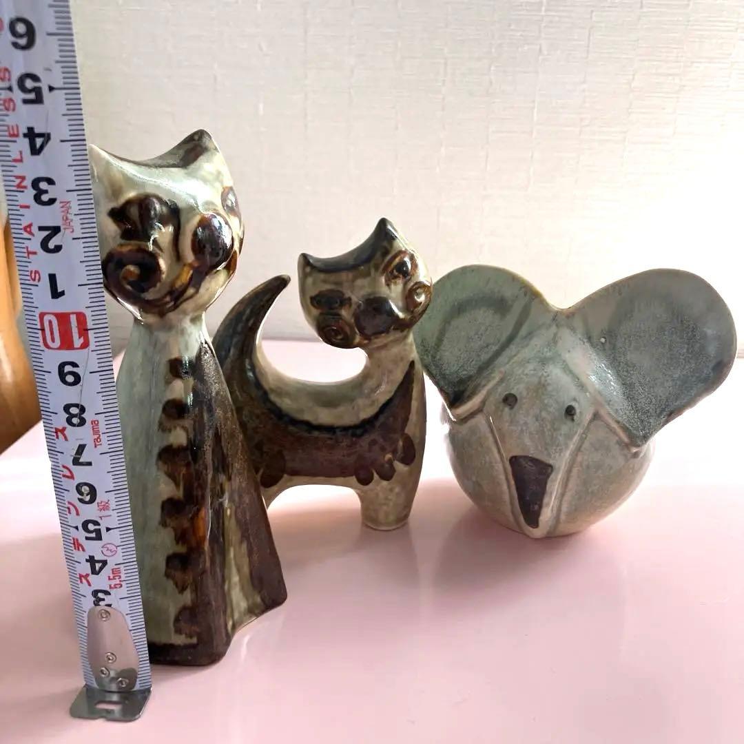 猫と象の陶器フィギュア3点セット　スーホルム　廃絶