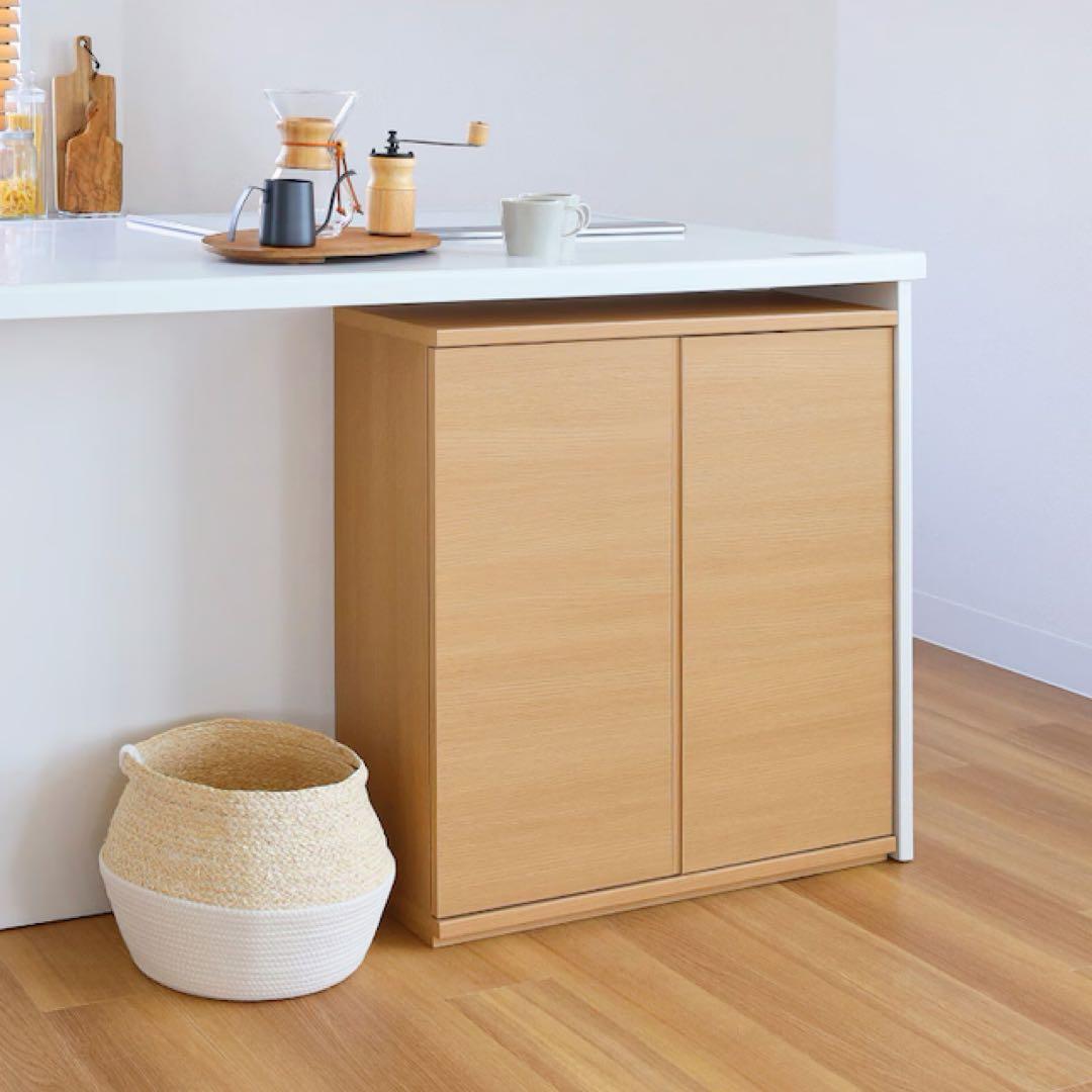 白井産業 カウンター下収納 ラック 扉タイプ ナチュラル PTS-8575D