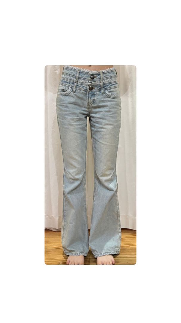 SCULPTOR 平成 ギャル ローライズ フレアデニム レース xs