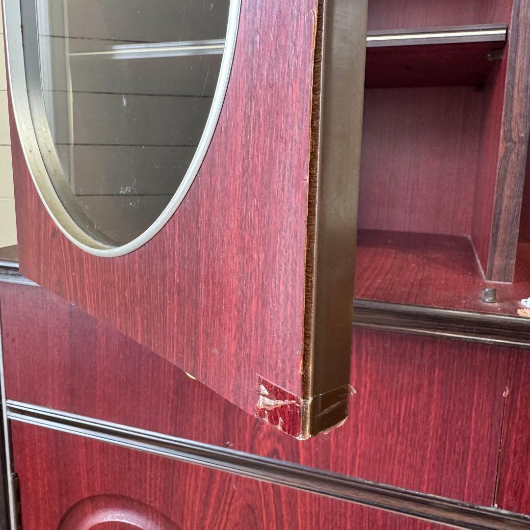 昭和レトロ　アーチ窓　食器棚　キャビネット　シックなブラウン　希少　ビンテージ