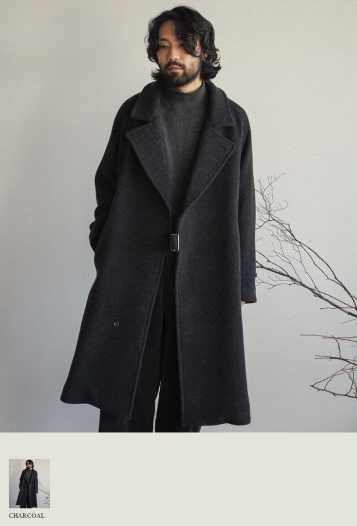ジャケット・アウター Shiun TIELOCKEN MELTON COAT CHARCOAL S