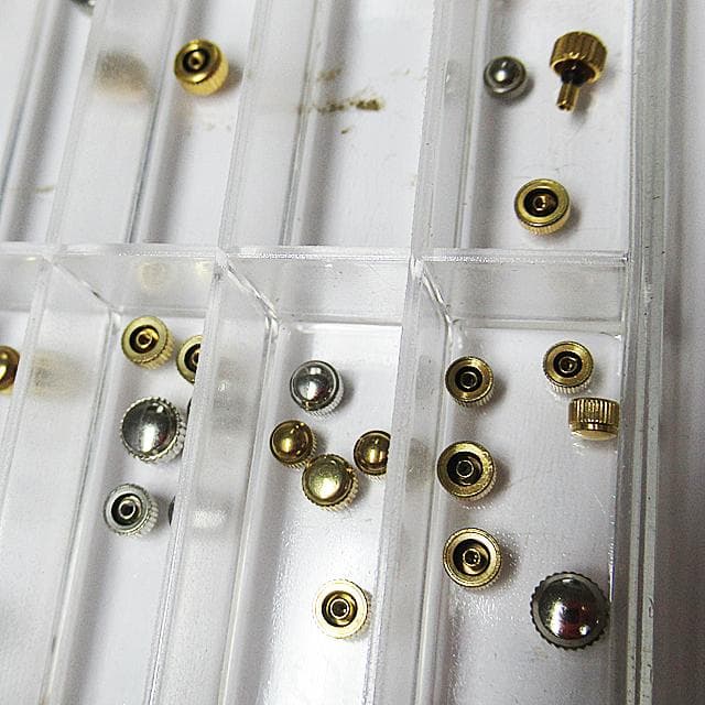 <時計部品>金色/銀色リューズ90個入りセット