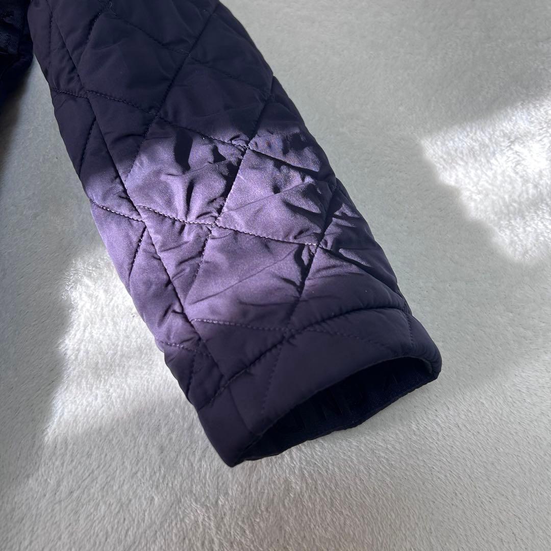 極美品✨マックスマーラ　キルティング　総ロゴ 総柄　フード　コート　ネイビー