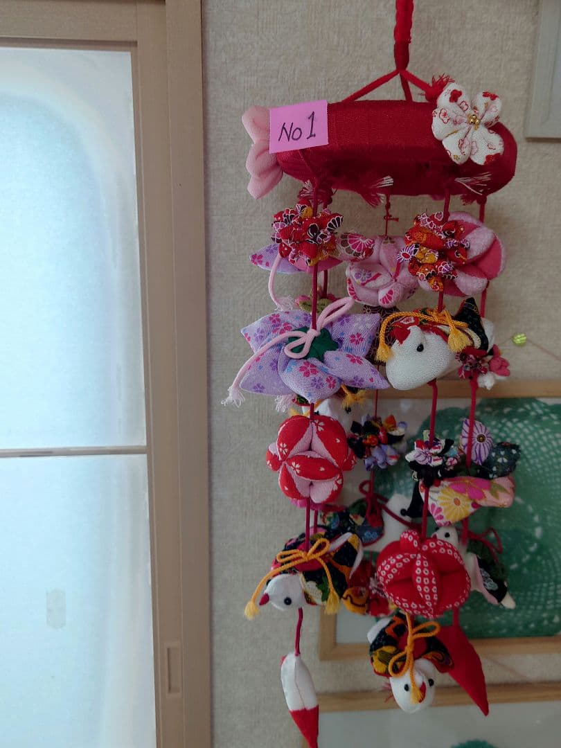 極美品　ハンドメイドひでばあちゃん作の縁起物のつるし雛　Ｎｏ．１
