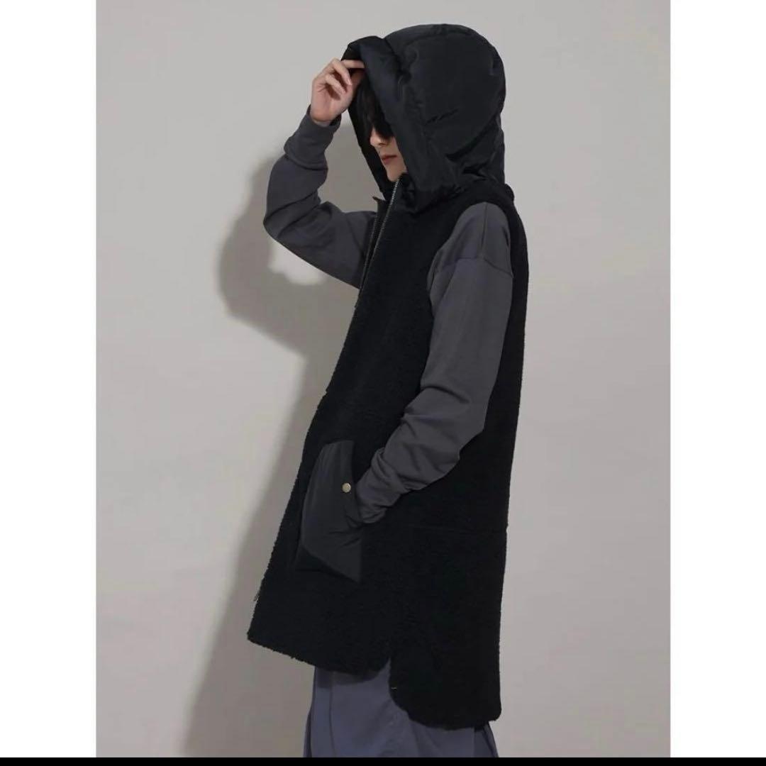 新品★定価21,000円　LASUD フード付きボアベスト 9号 黒