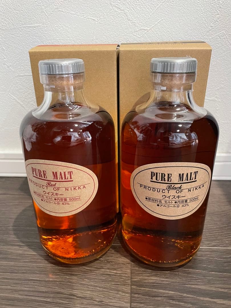 ニッカウイスキー　ピュアモルト　ブラック、レッド2本セット