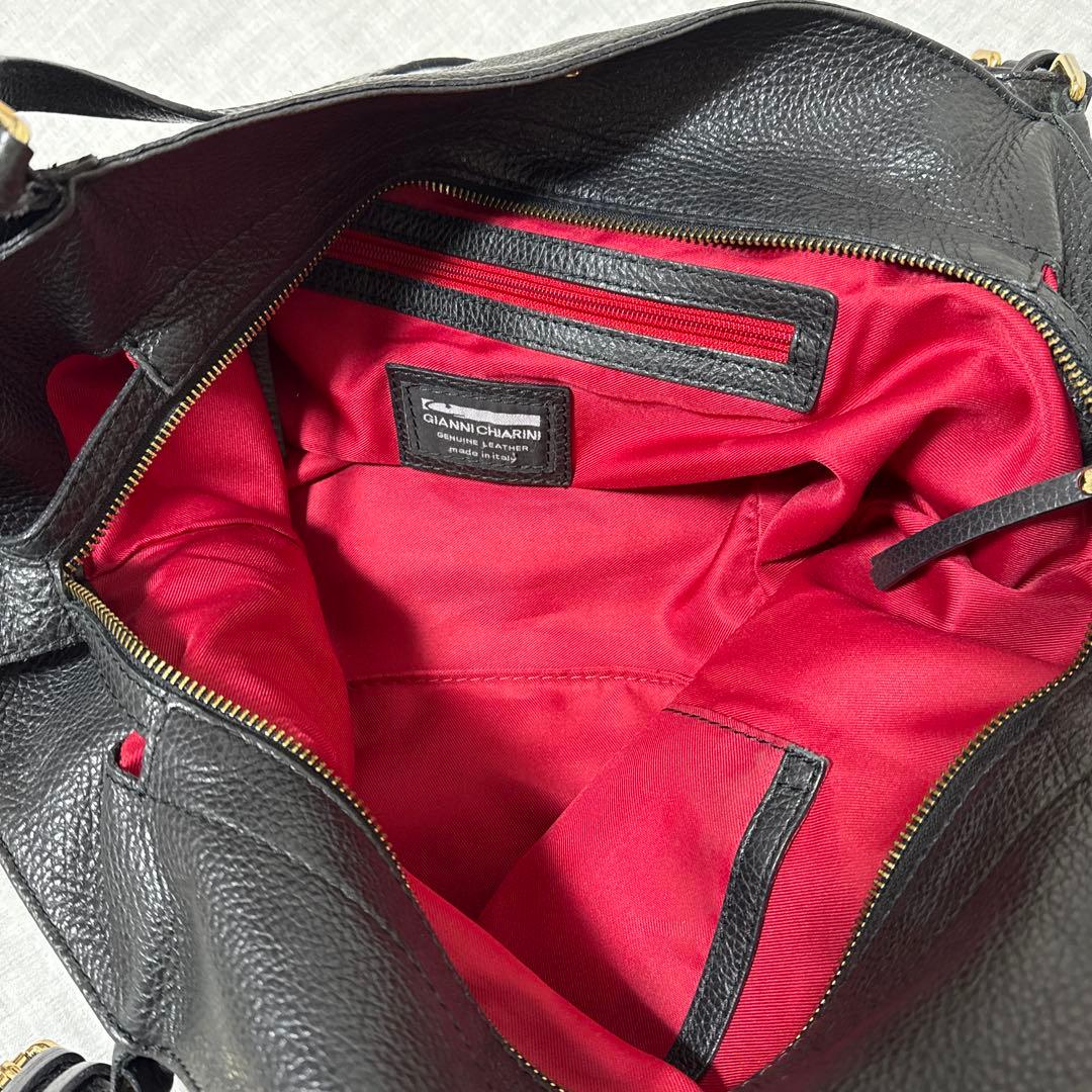 ジャンニキャリーニ トートバッグ 本革 ブラック イタリア製