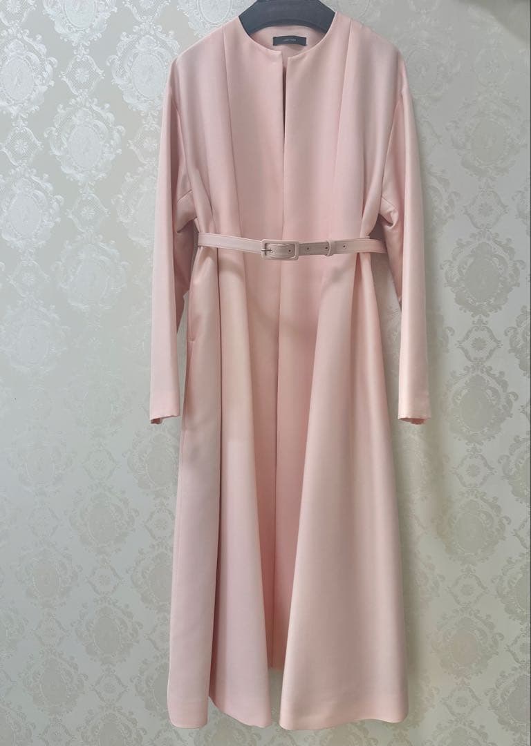 ヨーコチャンYOKOCHANベルト付きピンクロングコート