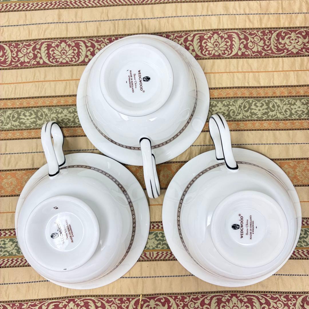 黒壺　ウェッジウッド フロレンティーンターコイズ カップ＆ソーサー　3客セット