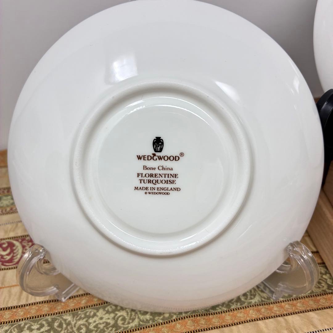 黒壺　ウェッジウッド フロレンティーンターコイズ カップ＆ソーサー　3客セット