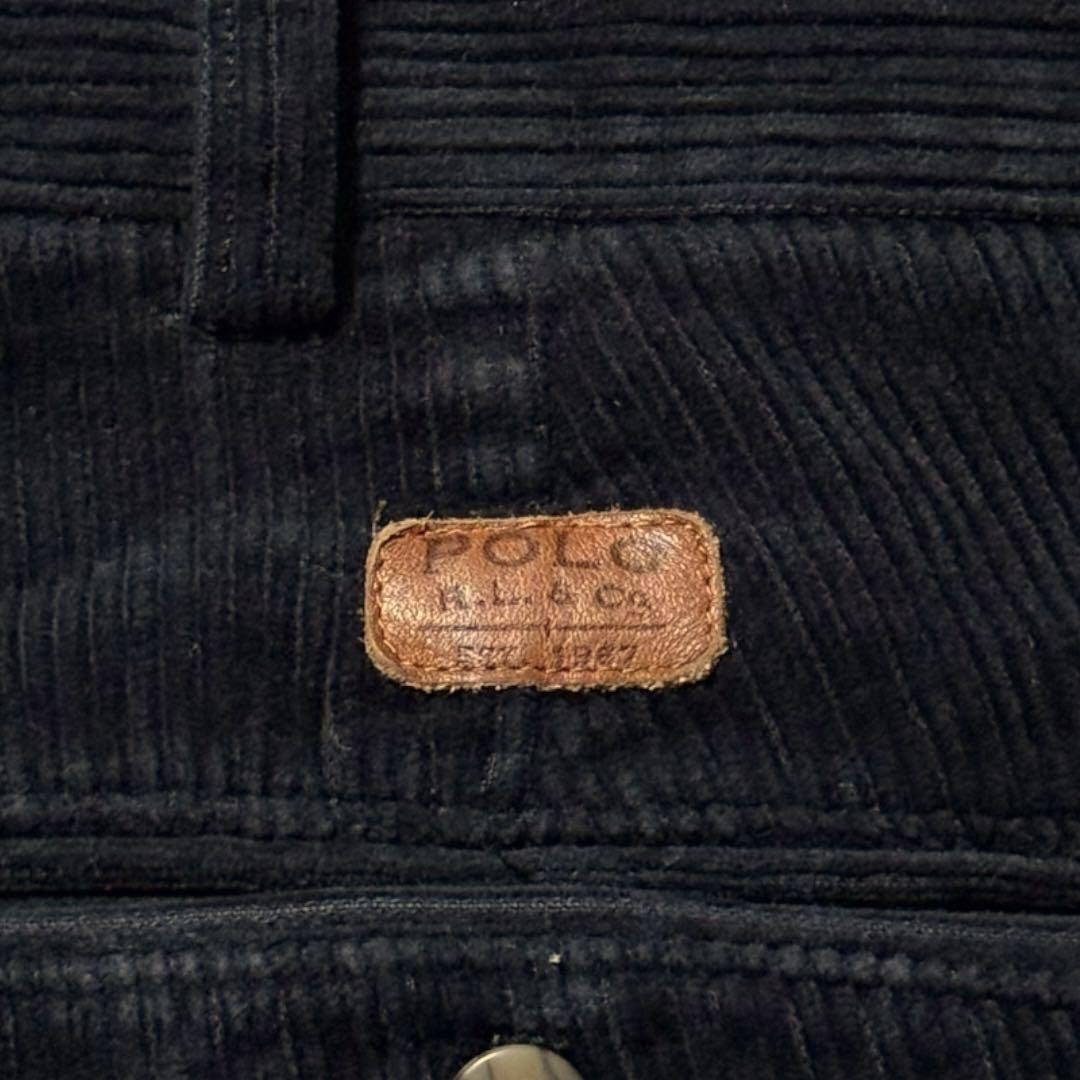 2322 古着90sポロバイラルフローレンコーデュロイパンツ太畝ANDREW黒