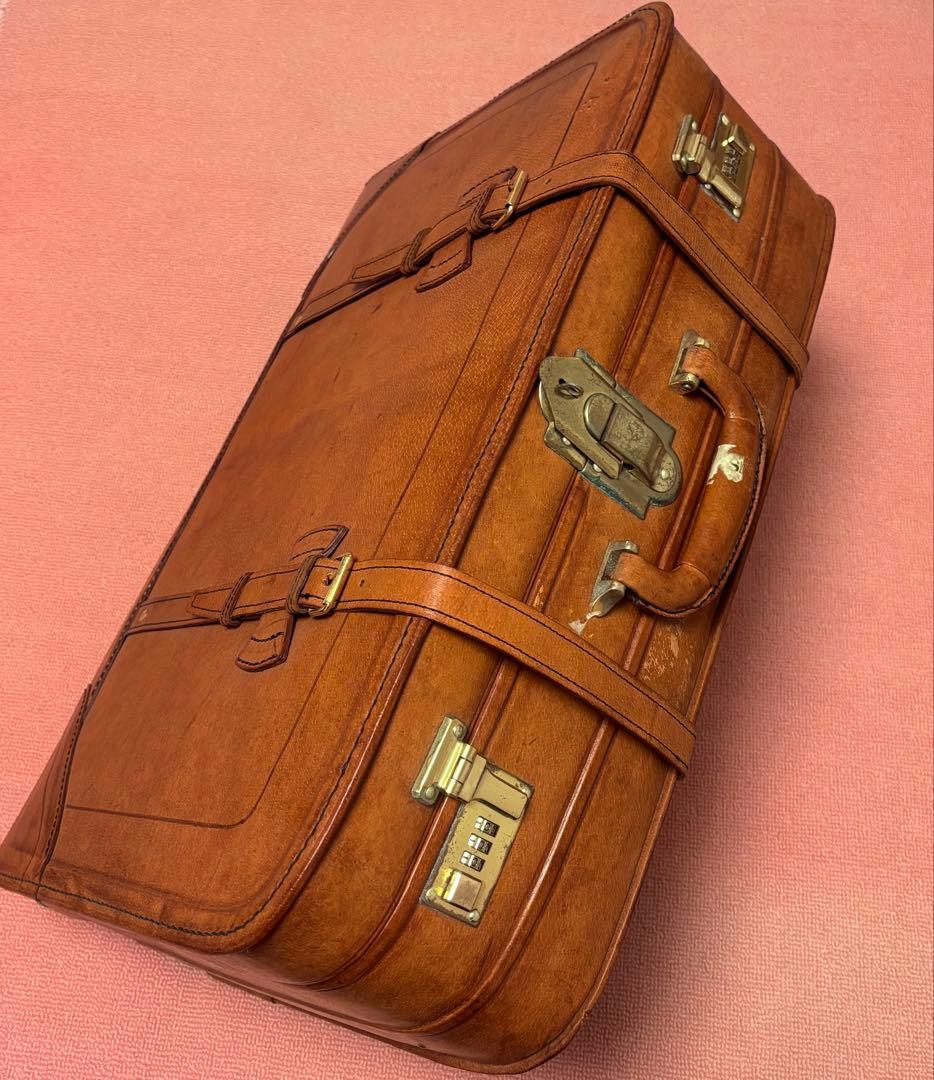 【希少・アンテーク】本革鞄　レザー トランク　アタッシュケース 旅行鞄