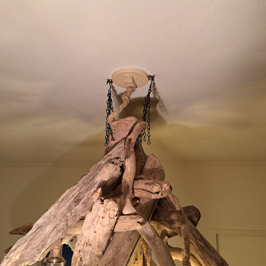 流木インテリア　ペンダントライト　エジソン6灯付　ヴィンテージソケット