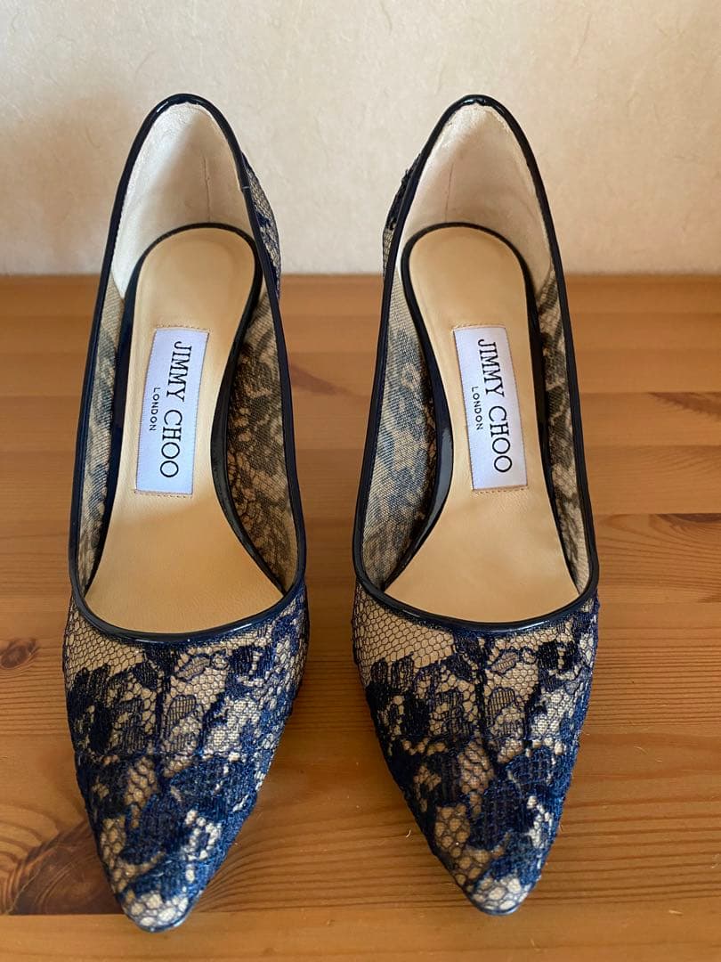 お値下げ　美品　ジミーチュウ　レースパンプス
