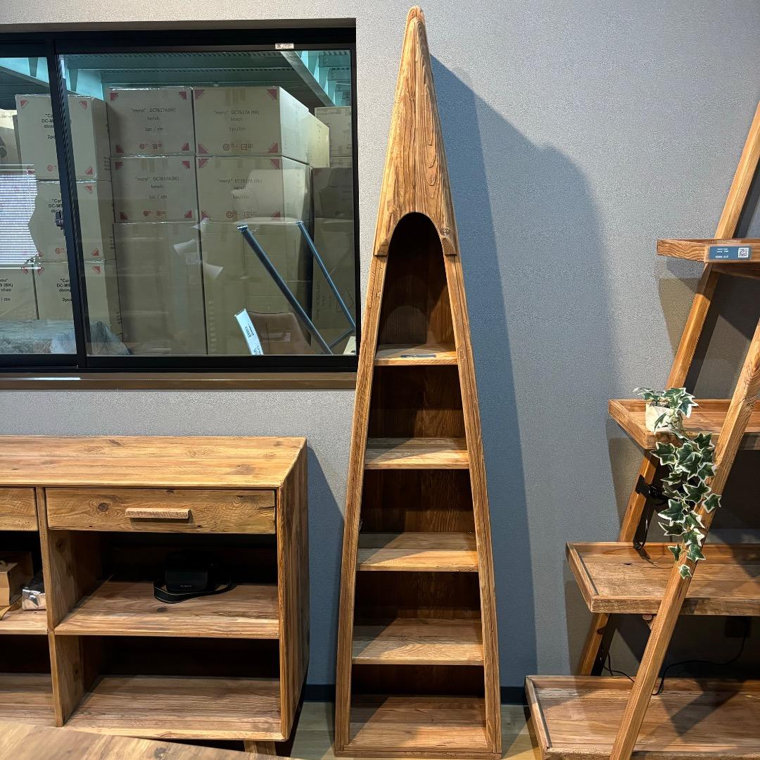 ラック　シェルフ　木製　天然木　ボートラック　カヌー　古材　レトロ　お洒落