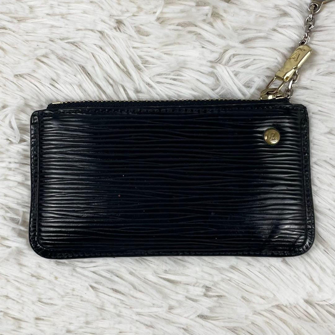 極美品 ルイヴィトン レザー ケース キーリング付き ファスナー 黒