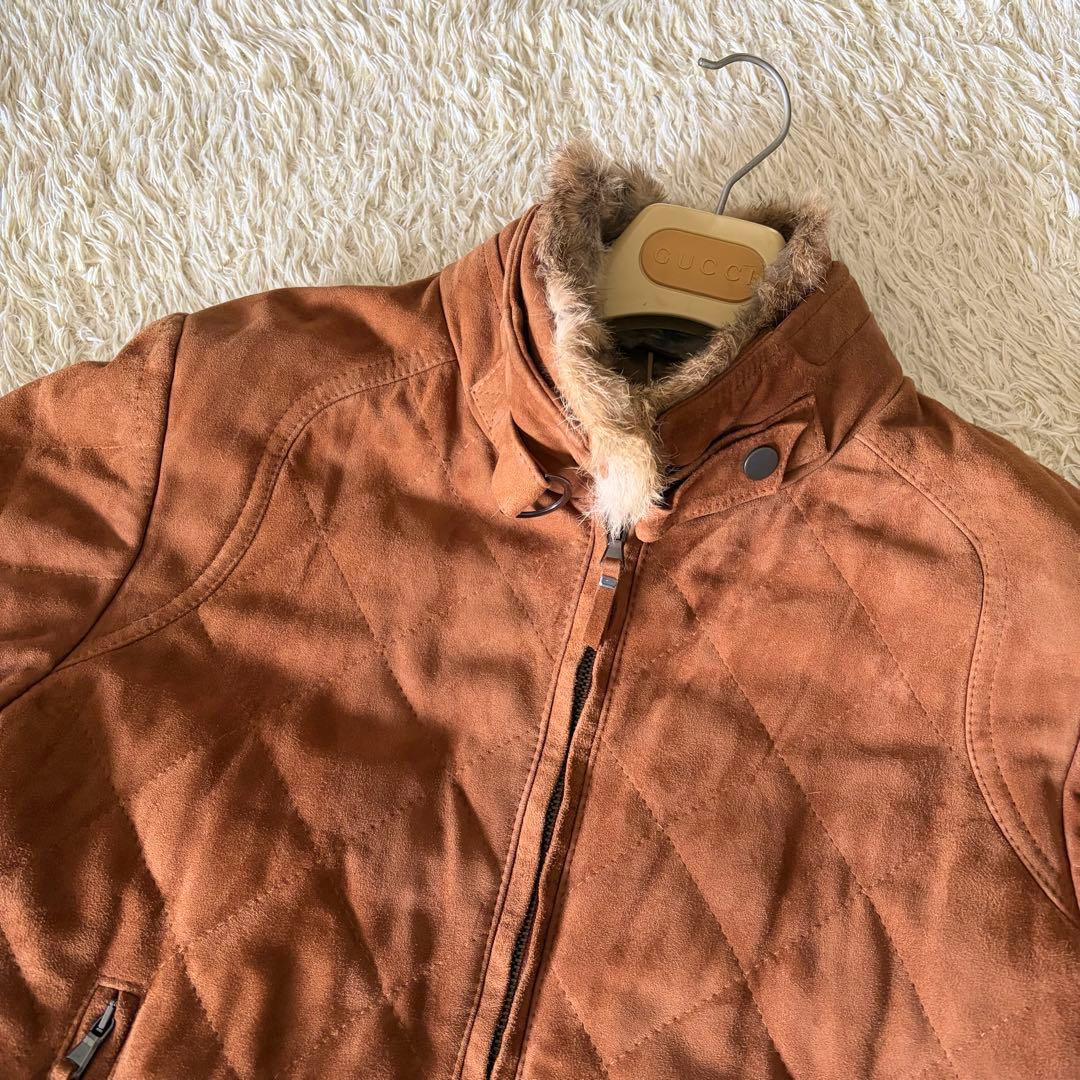 EMMETI BEAMS別注 ファー付スウェードレザージャケット ブラウン 46