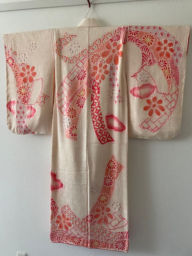 七五三　7歳　正絹　総絞りのお着物セット　大寸作り帯