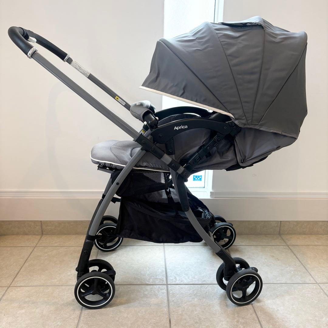 【美品】 Aprica ラクーナ クッション ベビーカー グレー 両対面式 A型