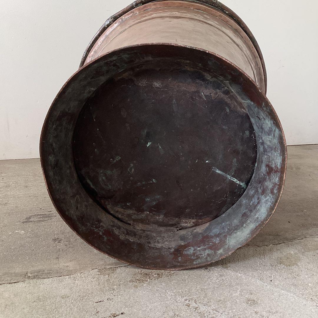 大きな銅製アンティークバケツ　傘立て　装飾レリーフ　Grape Hod フランス