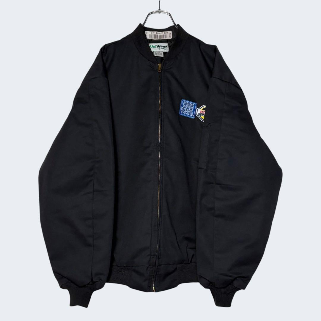 美品 USA古着 ワークジャケット ジップアップブルゾン 黒 L ジャンパー