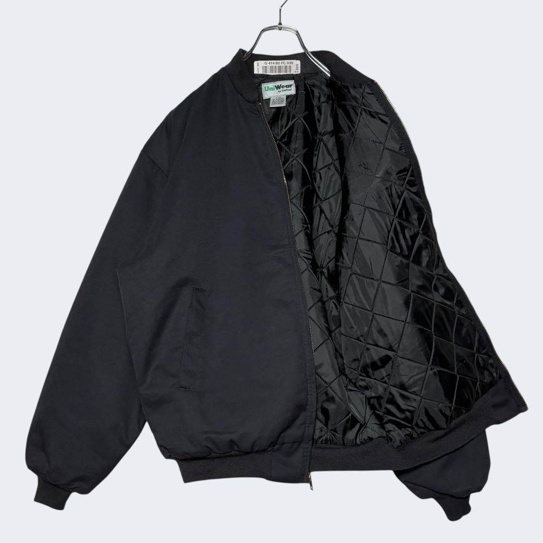 美品 USA古着 ワークジャケット ジップアップブルゾン 黒 L ジャンパー