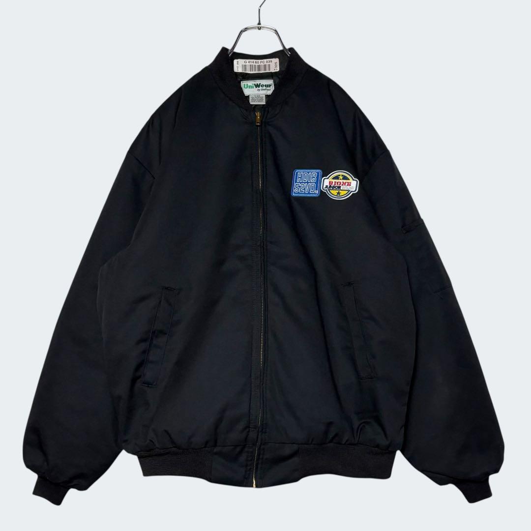 美品 USA古着 ワークジャケット ジップアップブルゾン 黒 L ジャンパー