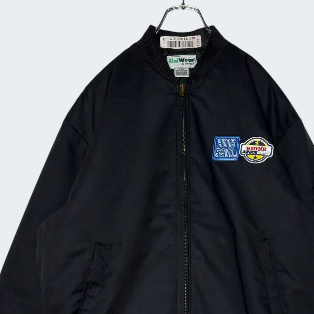 美品 USA古着 ワークジャケット ジップアップブルゾン 黒 L ジャンパー