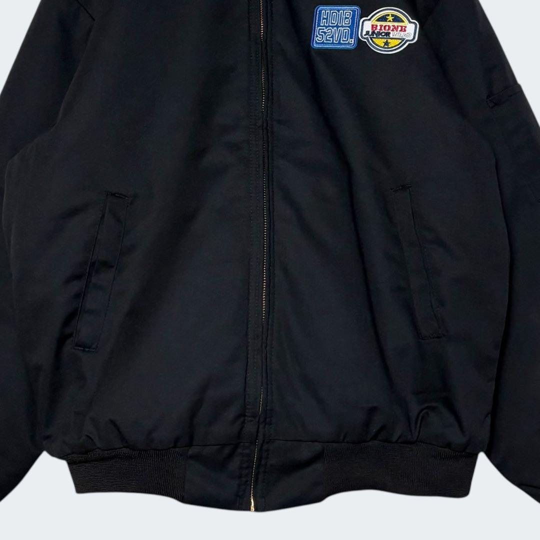 美品 USA古着 ワークジャケット ジップアップブルゾン 黒 L ジャンパー