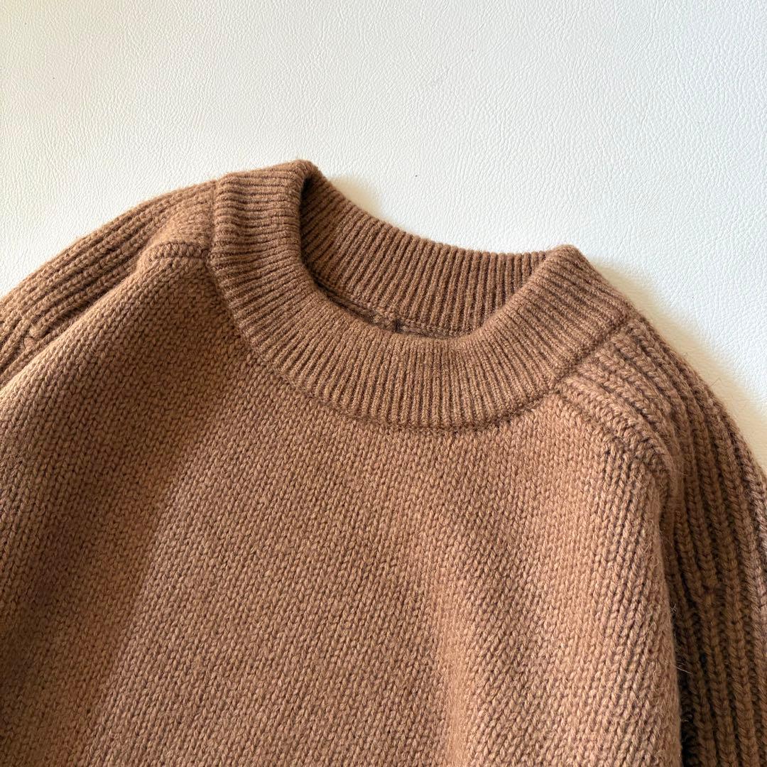 【状態良好】ファクトリー　キャメル100％クルーネックセーター　ニット　ブラウン