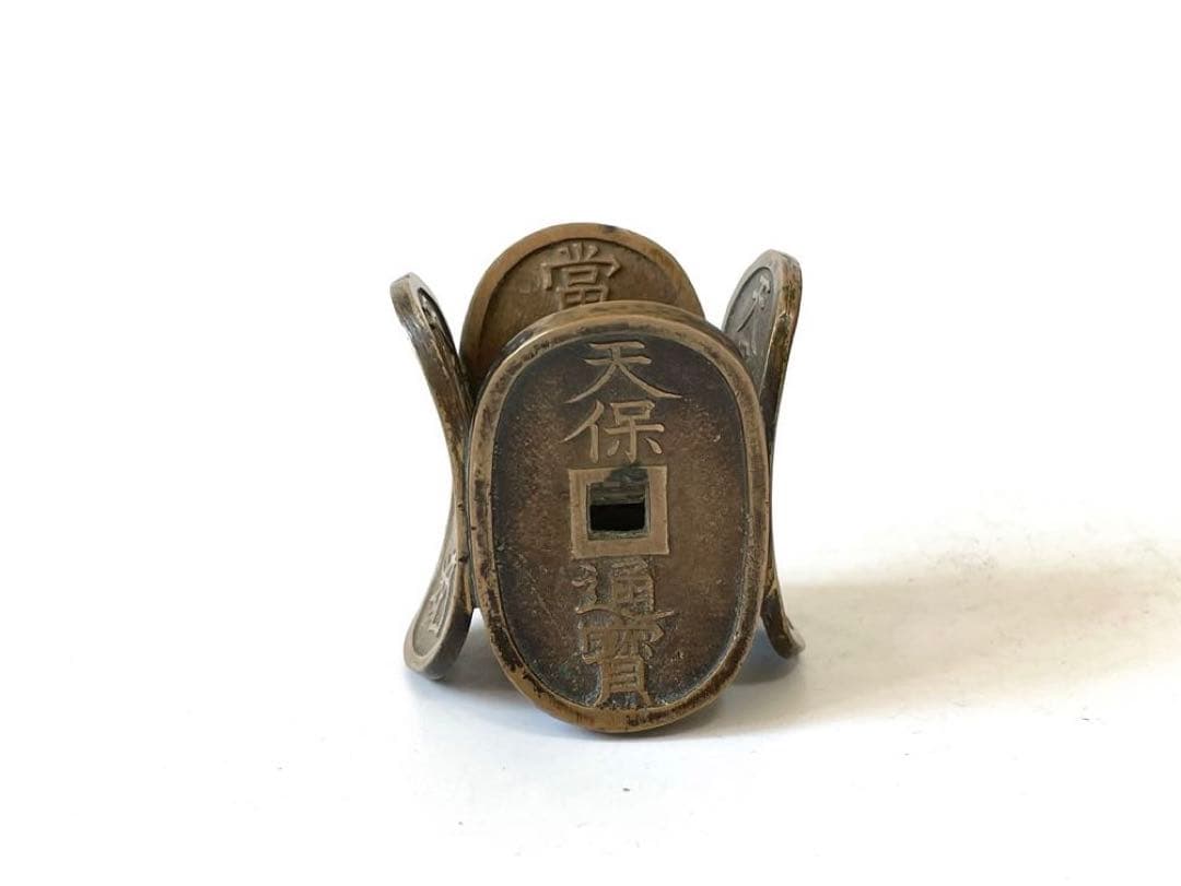 骨董　アンティーク　塩津親次　天保通宝　蓋置　寛永通宝　茶道具　共箱　嘯月堂