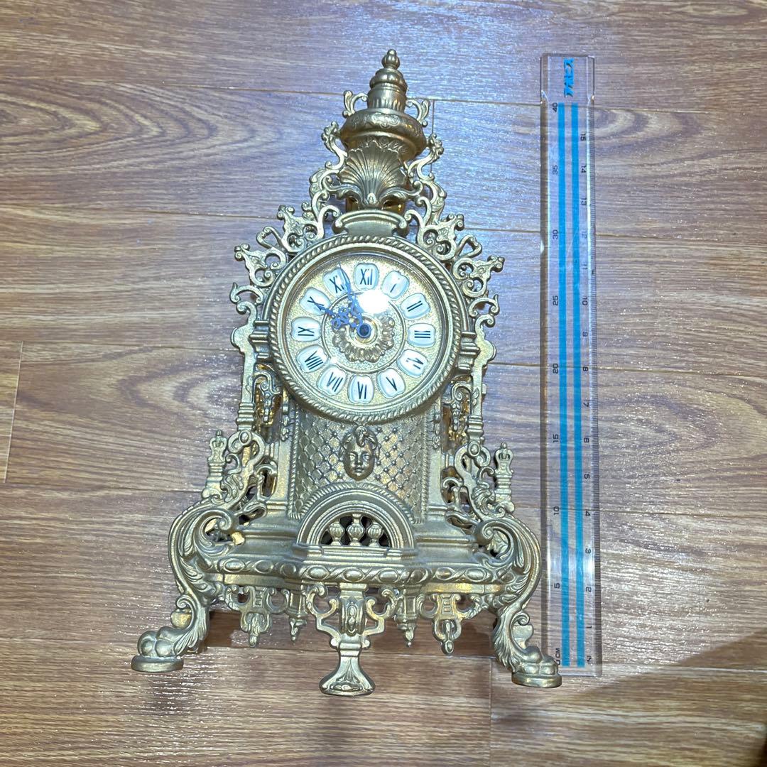 ヴィンテージ風金色置時計　イタリア製　アンティーク