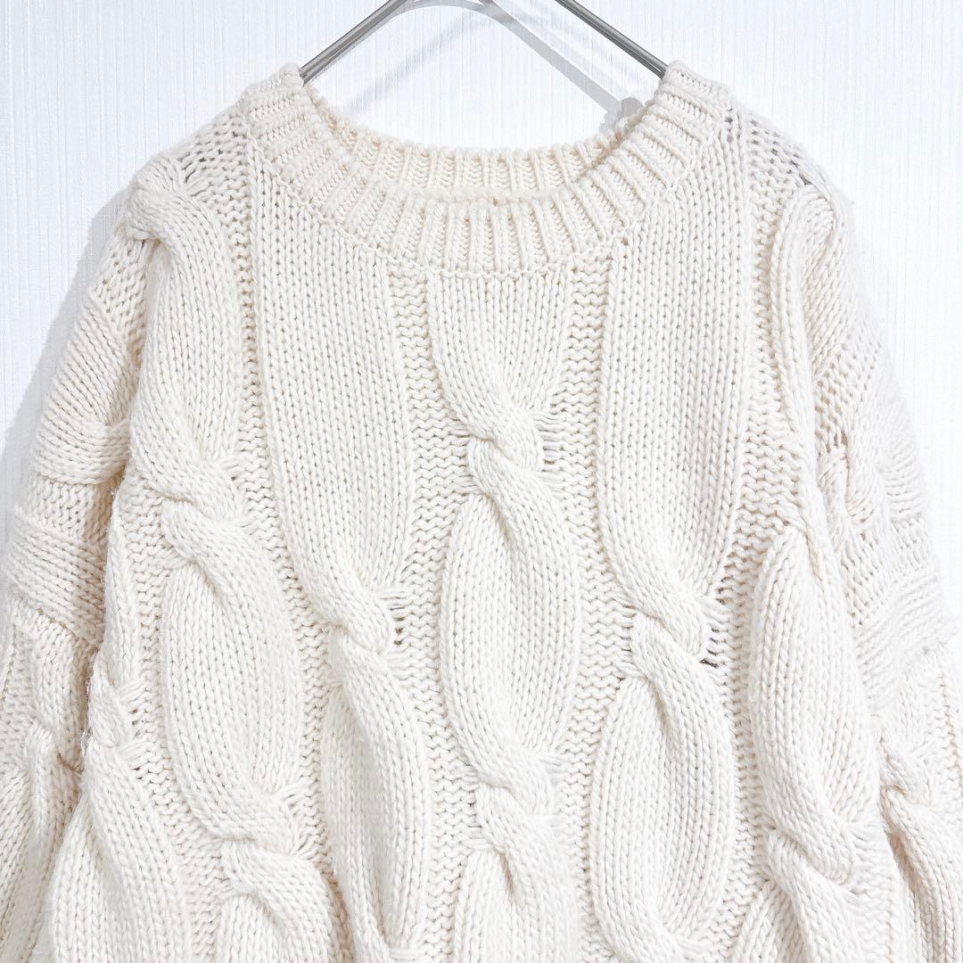 ロンハーマン　ケーブルニット 厚手 セーター アイボリー　クルーネック　ホワイト