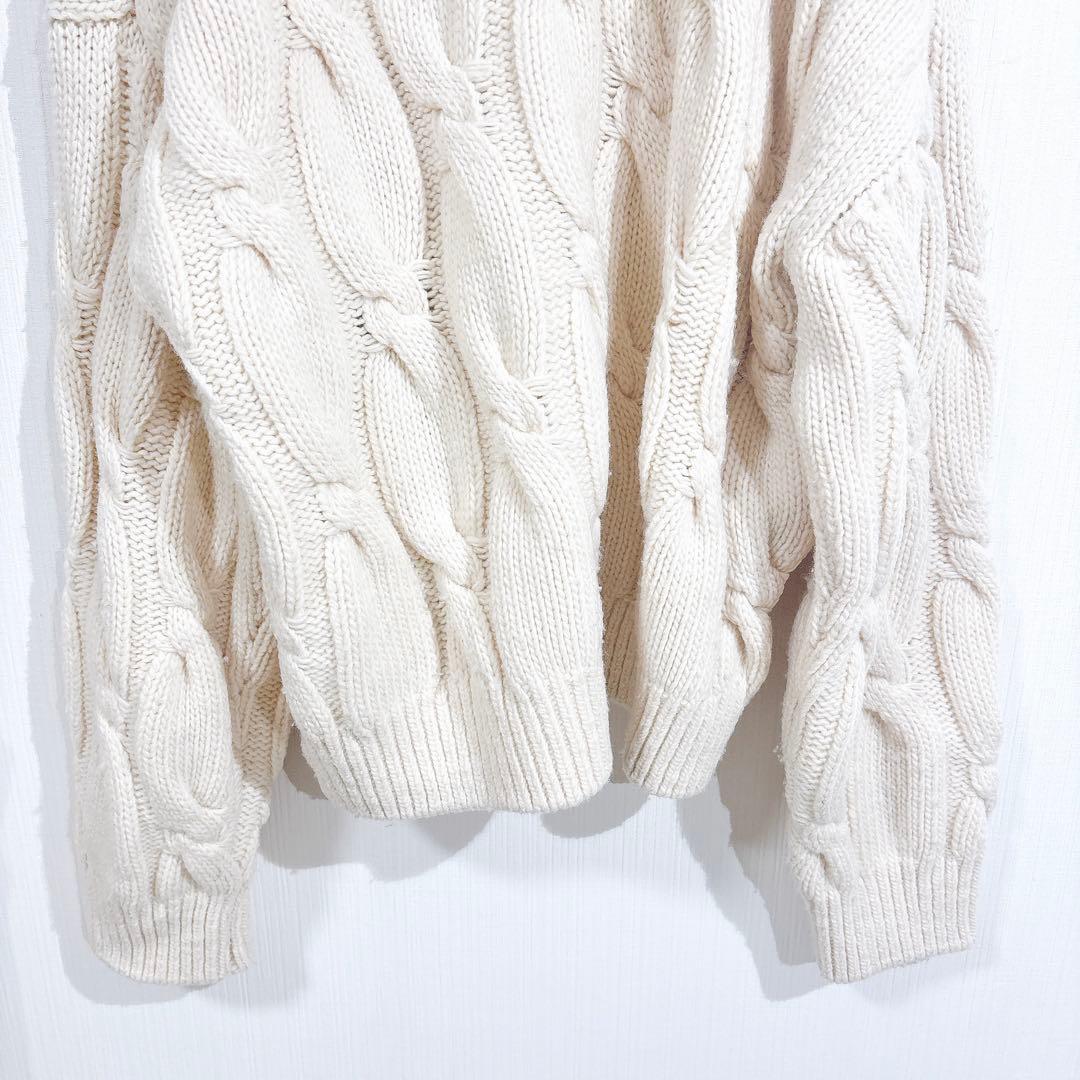 ロンハーマン　ケーブルニット 厚手 セーター アイボリー　クルーネック　ホワイト