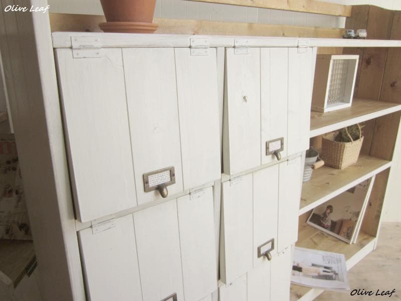 サイズオーダー可！●超ワイド6枚パタパタキャビネット●シャビーブラウン受注製作