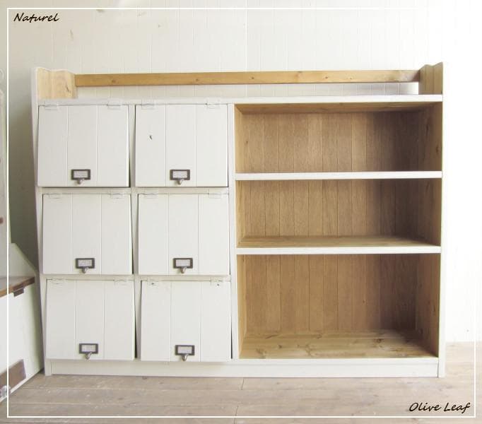 サイズオーダー可！●超ワイド6枚パタパタキャビネット●シャビーブラウン受注製作